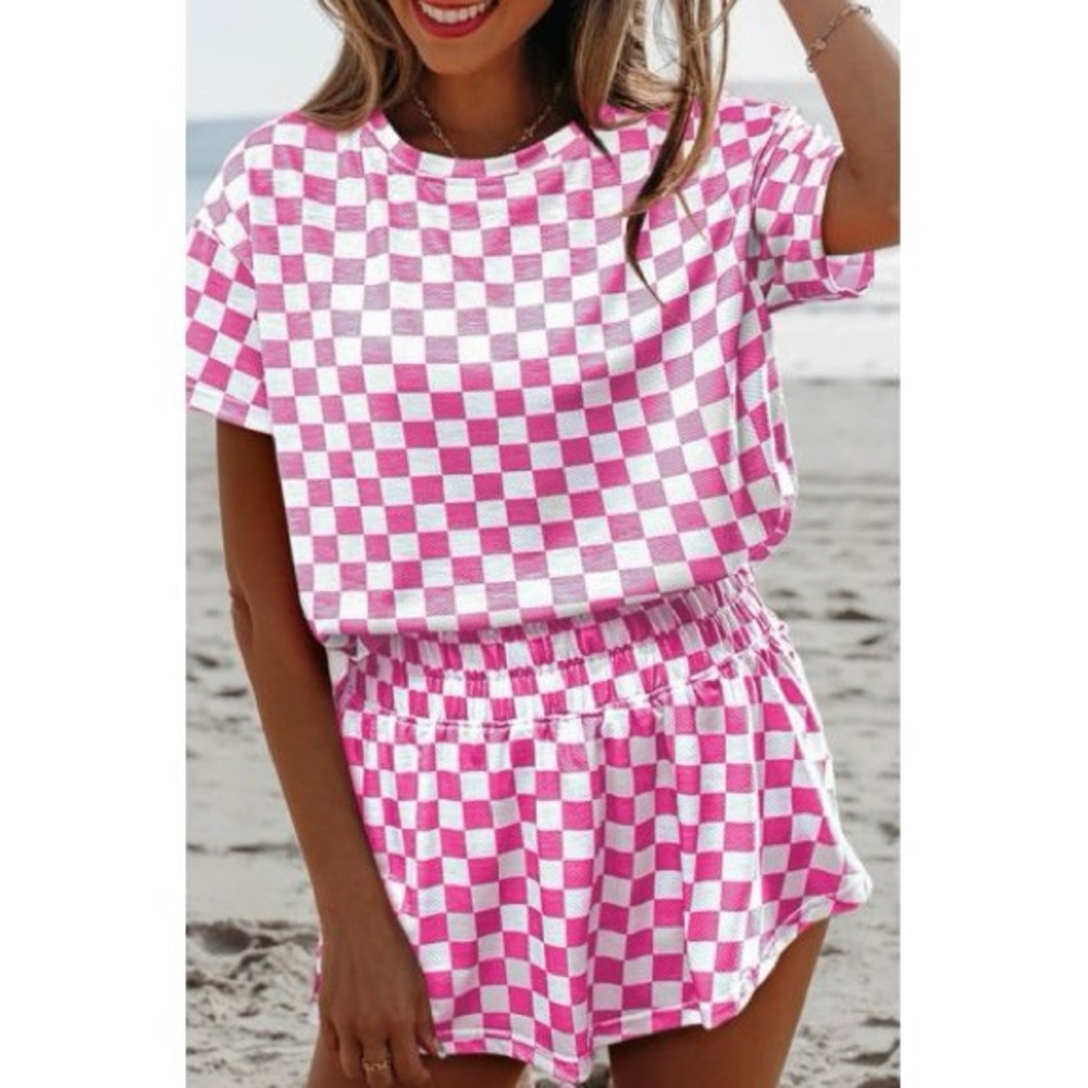 BRAND NEW WITH TAGS Pink Checkered 2-Piece Skort Set